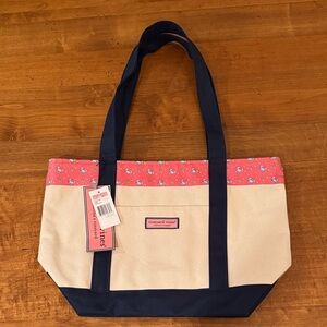 Vineyard Vines Canvas Tote - Cream and Coral